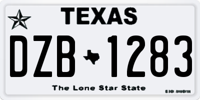 TX license plate DZB1283