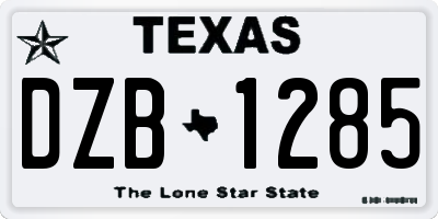 TX license plate DZB1285