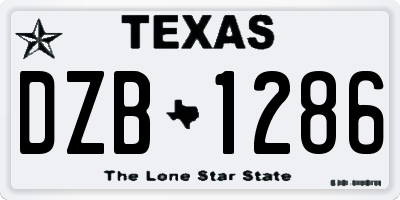 TX license plate DZB1286