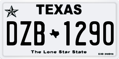 TX license plate DZB1290