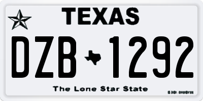 TX license plate DZB1292