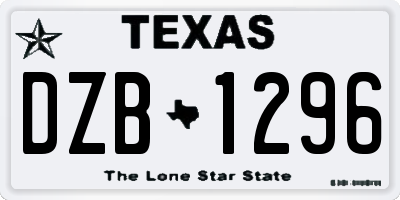 TX license plate DZB1296
