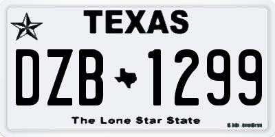 TX license plate DZB1299