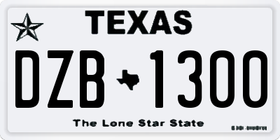 TX license plate DZB1300