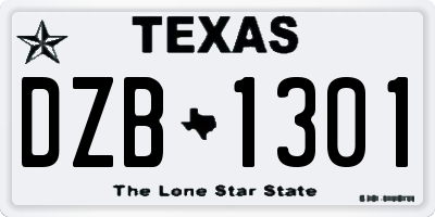 TX license plate DZB1301