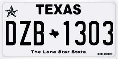 TX license plate DZB1303