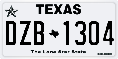 TX license plate DZB1304
