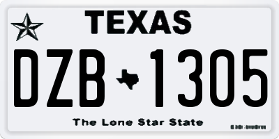 TX license plate DZB1305