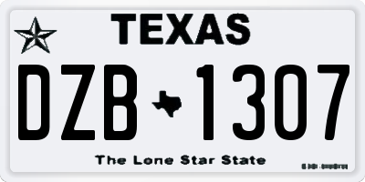 TX license plate DZB1307