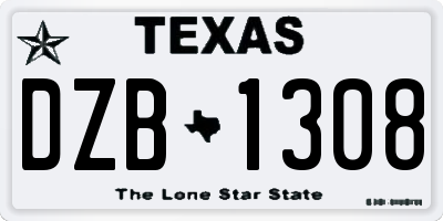 TX license plate DZB1308