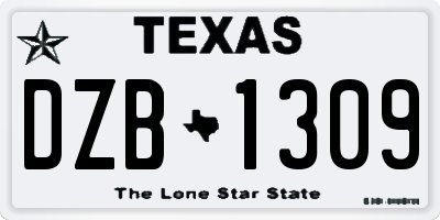 TX license plate DZB1309