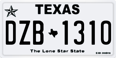 TX license plate DZB1310