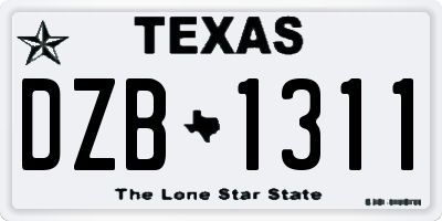 TX license plate DZB1311