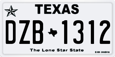 TX license plate DZB1312