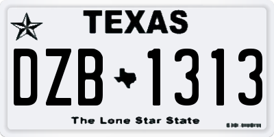 TX license plate DZB1313