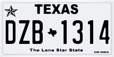TX license plate DZB1314