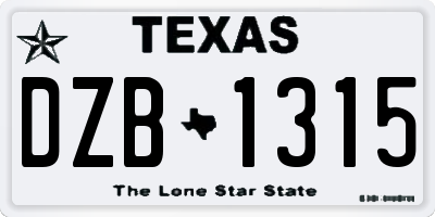 TX license plate DZB1315
