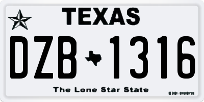 TX license plate DZB1316