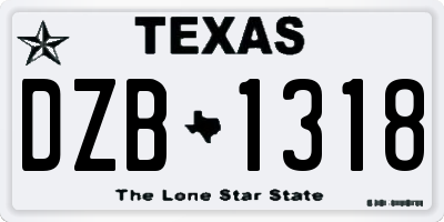 TX license plate DZB1318