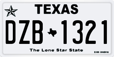 TX license plate DZB1321
