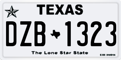 TX license plate DZB1323