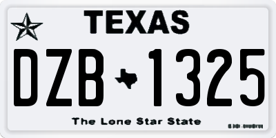 TX license plate DZB1325