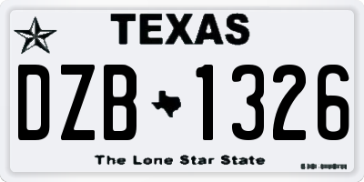 TX license plate DZB1326
