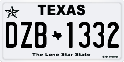 TX license plate DZB1332