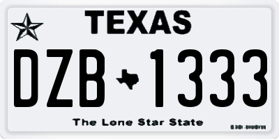 TX license plate DZB1333