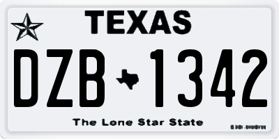 TX license plate DZB1342