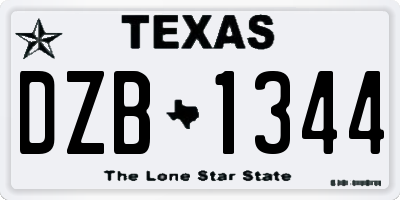 TX license plate DZB1344