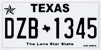 TX license plate DZB1345