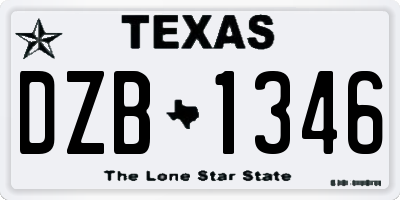 TX license plate DZB1346