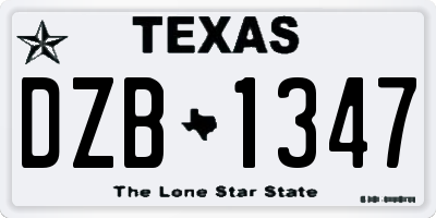 TX license plate DZB1347