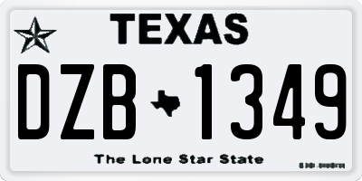 TX license plate DZB1349
