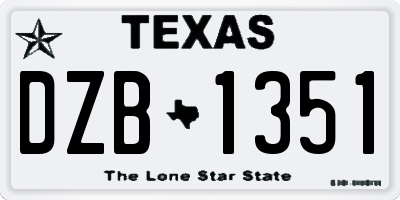 TX license plate DZB1351