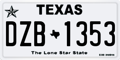 TX license plate DZB1353