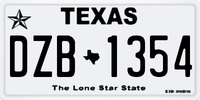 TX license plate DZB1354