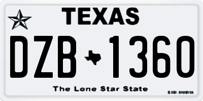 TX license plate DZB1360