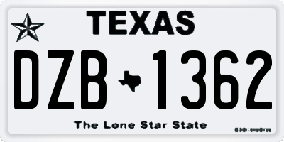 TX license plate DZB1362