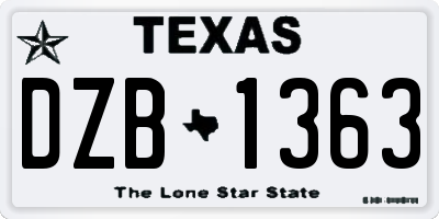 TX license plate DZB1363