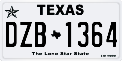 TX license plate DZB1364