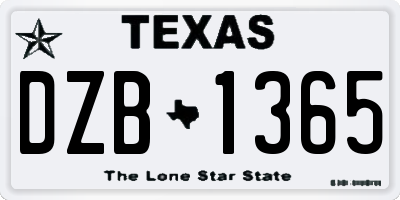 TX license plate DZB1365