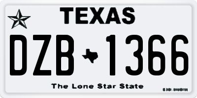 TX license plate DZB1366