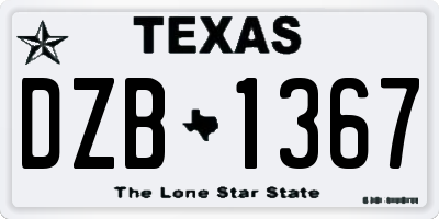 TX license plate DZB1367