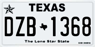 TX license plate DZB1368