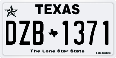 TX license plate DZB1371