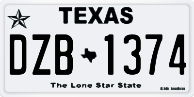 TX license plate DZB1374