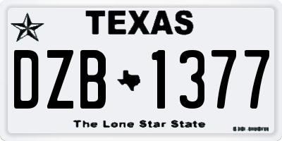 TX license plate DZB1377