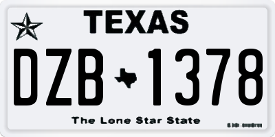 TX license plate DZB1378